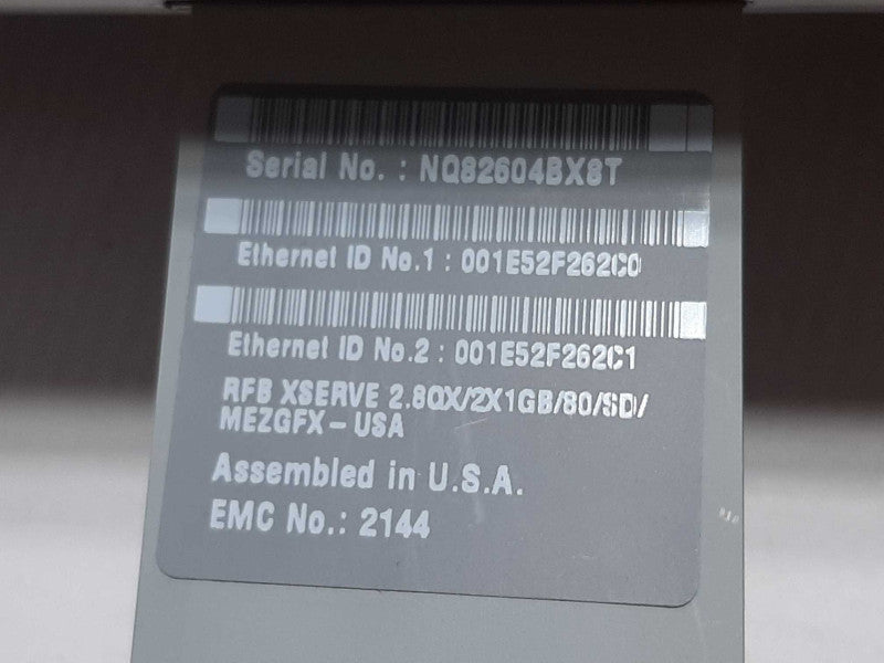 Apple Xserve (E.2008) Xeon 2.8 4-Core 2GB RAM DDR2 -Mint Condition -NO HDD/OS +