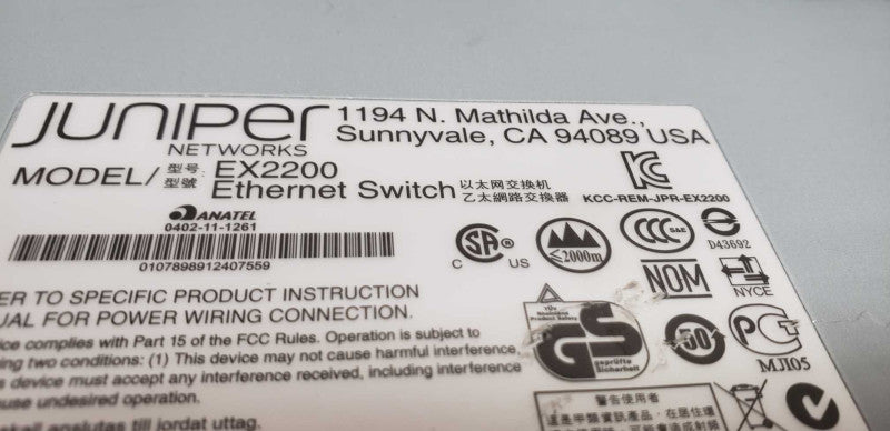 Juniper EX2200 Ethernet Switch EX2200â24t-4g Layer 3 Switch #