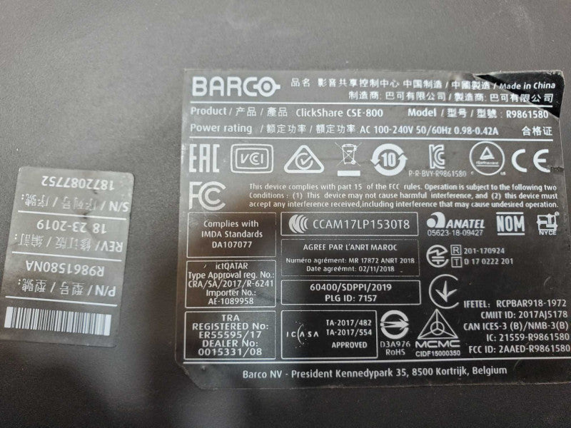 Barco ClickShare CSE-800 R9861580NA wireless presentation system _