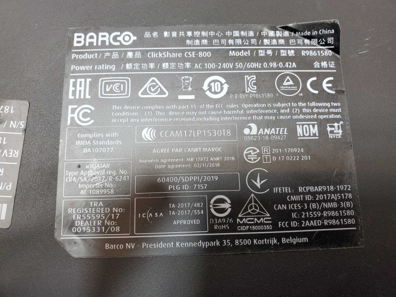Barco ClickShare CSE-800 R9861580NA wireless presentation system _