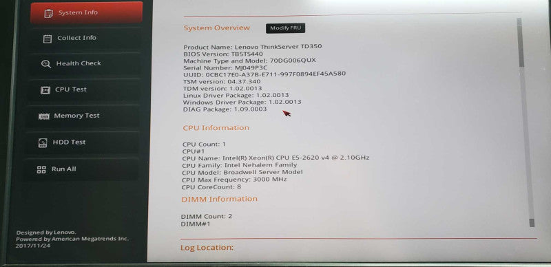 Lenovo Thinkserver TD350 xeon E5-2620 V4 @ 2.10ghz / 32gb ram/ SAS 9364-8i  #