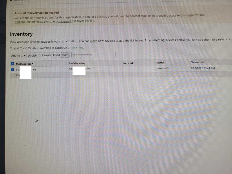 Cisco Meraki MR62 Cloud Wireless Access Point MR62-HW Unclaimed _
