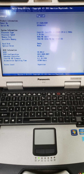 Panasonic CF-31 Toughbook I5-3340M @ 2.70ghz / 4gb ram / 47300 hours #