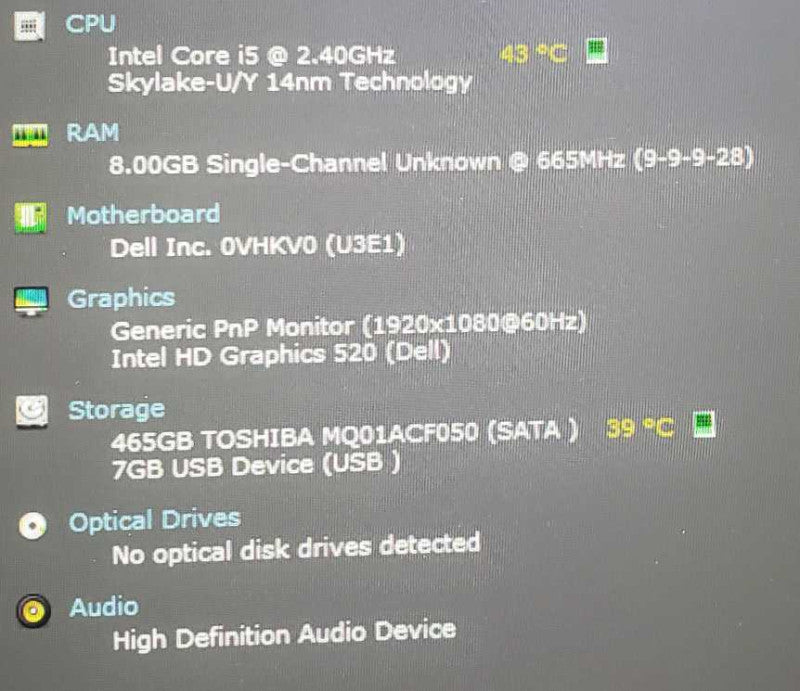 Dell Latitude E5470 14\\" Laptop i5-6300U@2.4GHz 8GB 500G SATA HDD  [
