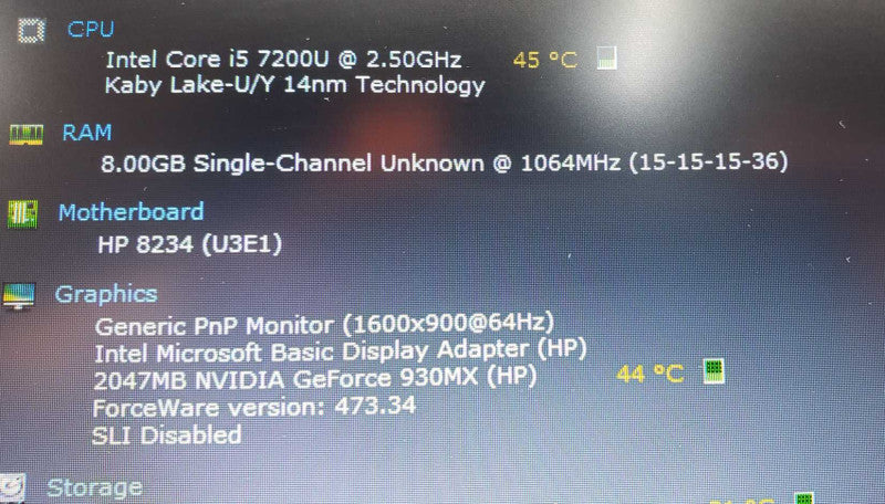 HP proBook i5-7200U @ 2.50ghz / 8gb ram / Nvidia 930MX / 17.3\\" #