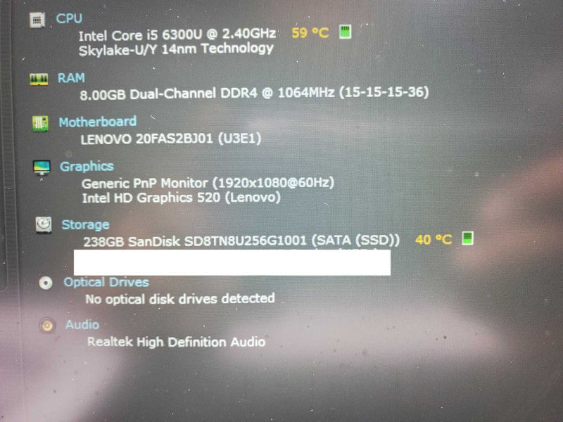 Lenovo T460S, Core I5-6300U 2.4GHz, 8GB DDR4, 240GB SSD, w/ Power Adapter _