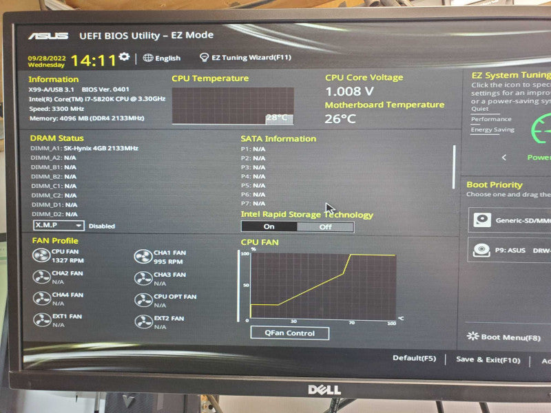 Custom Asus PC, Core I7-5820K 3.3GHz, 4GB DDR4, Gigabyte GV-N6500C-2GI GPU _