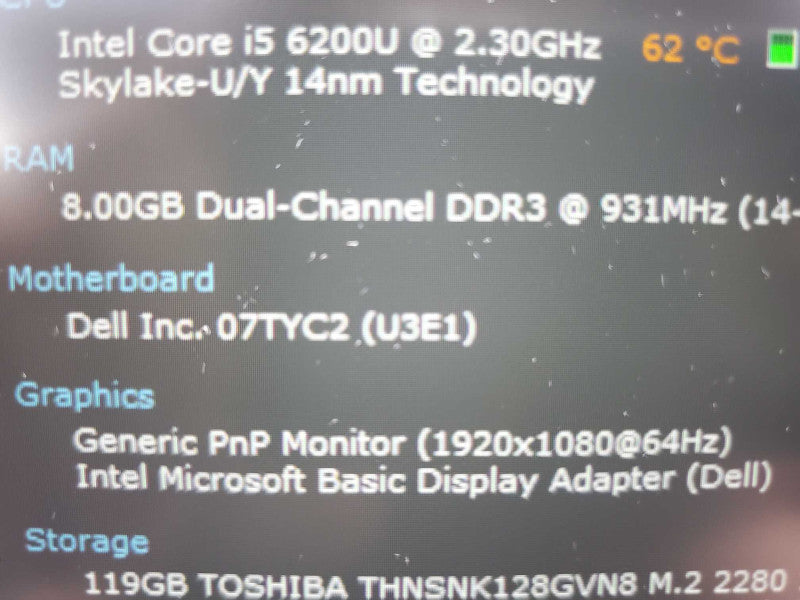 Dell XPS 13 P54G, i5-6200U 8GB DDR3 120GB M.2 SSD |