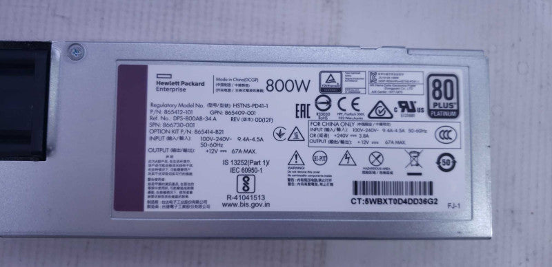 HPe 800W 865409-001 865412-201 80 Plus Platinum [