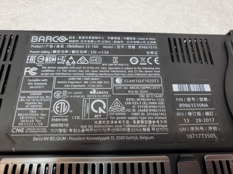 Barco ClickShare CS-100 Wireless Presentation System, No Buttons _