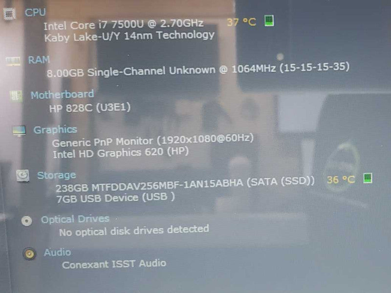 HP EliteBook 840 G4 Core i7-7500U @ 2.7 GHz 8GB DDR4 250GB SSD *Touchscreen* (