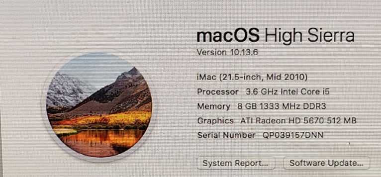 iMac 21.5\\" Mid 2010 i5-680 3.6GHz 8GB RAM 1TB HDD ATI Radeon HD 5670 512 MB $