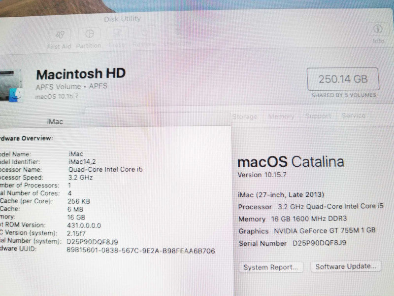 iMac 27\\" - L.2013 A1419,  i5-4570 3.2GHz QC/16GB DDR3, GT 755M, 256GB HDD ~