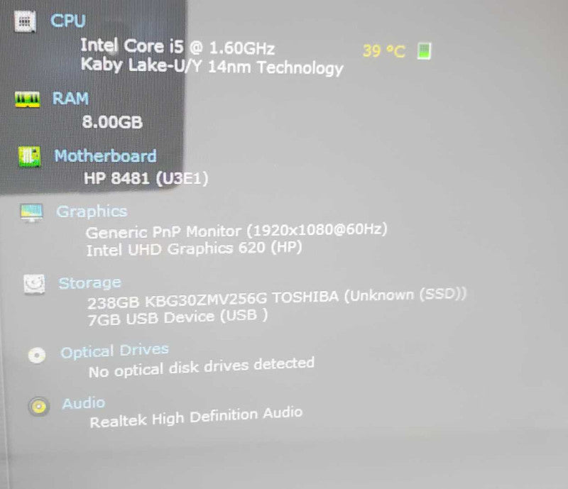 HP Envy Core i5-8250U @ 1.6 GHz 8GB Ram 250GB SSD *Touchscreen* [Read] (