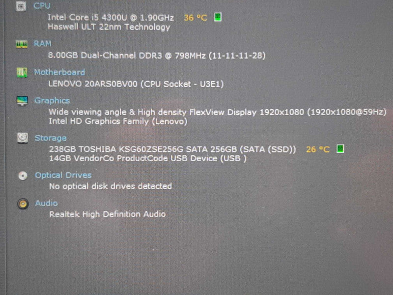 Lenovo T440s 14\\" 1080p Touchscreen Laptop i5-4300U @ 1.9GHz 8GB RAM 256GB SSD +