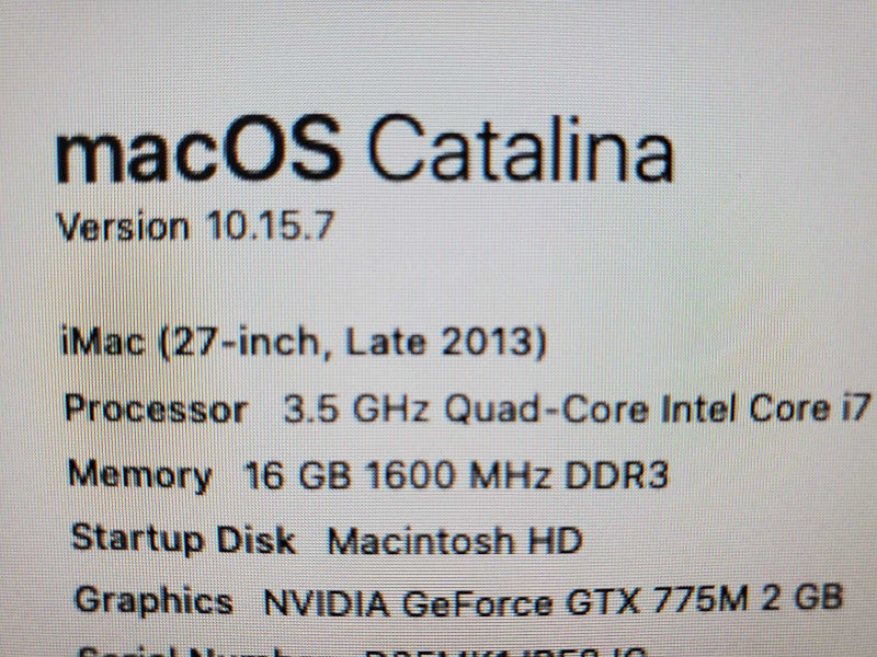 Apple iMac A1419 Late 2013 27\\" 3.5GHz i7, 16GB DDR3, GTX 775m, 3TB HDD (Read) |