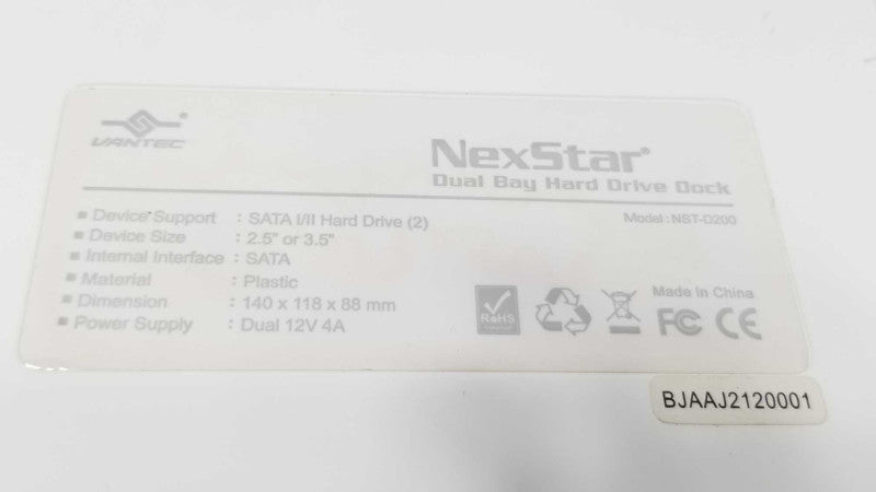 NexStar Dual Bay Hard Drive Dock NST-D200 HDD Docking Station External ~