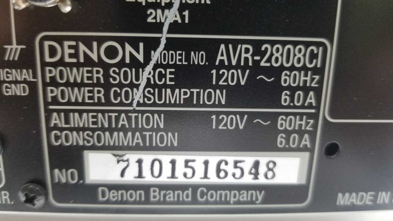 Denon AVR-2808 7.1 Channel Multizone Home Theatre 110 Watts, AS-IS ~