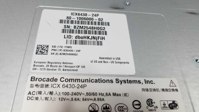 Brocade ICX 6430-24P 24-Port Gigabit Switch PoE+, Read* ~