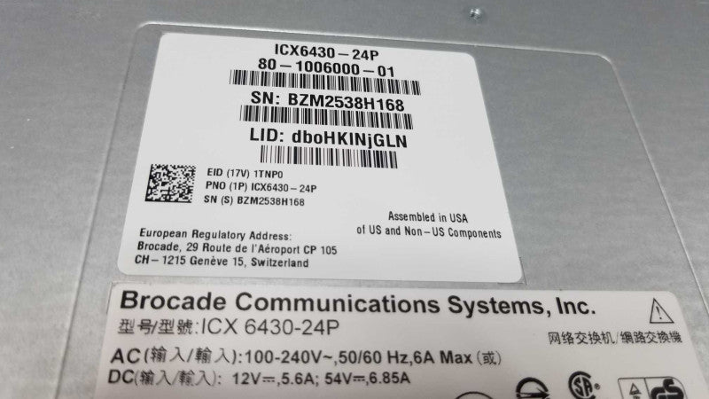 Brocade ICX 6430-24P 24-Port Gigabit Switch PoE+, QTY. ~