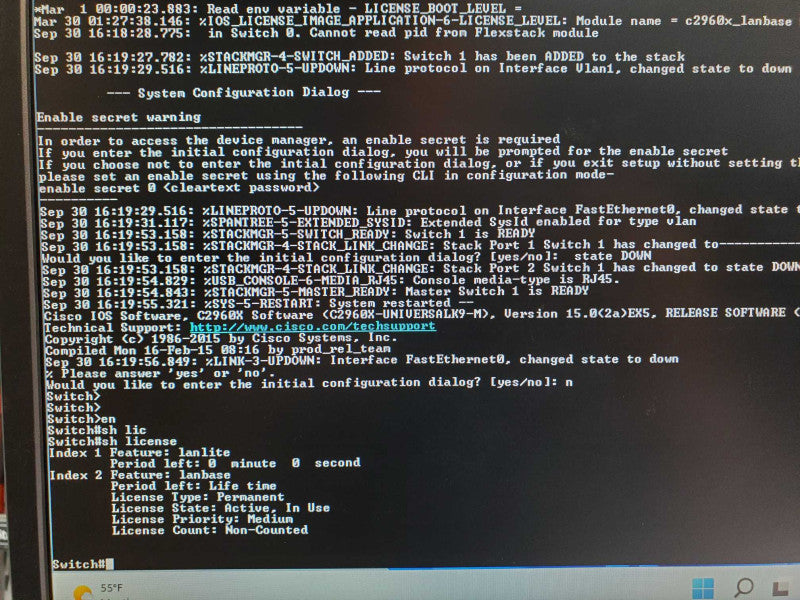 Cisco WS-C2960X-48FPS-L 48x Port PoE 740W managed switch Factory reset _