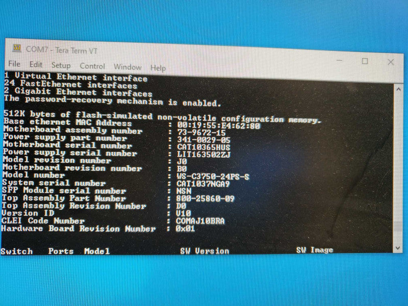 Cisco Catalyst WS-C3750-24PS-S 24 Port 2x SFP Managed Switch_Factory reset )