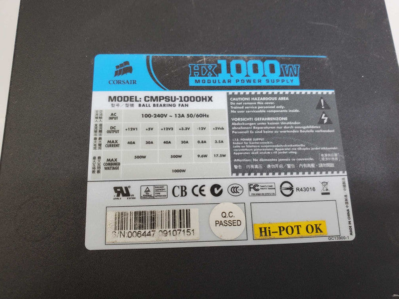 Corsair HX1000W 1000W Power Supply CMPSU-1000HX _ tested )