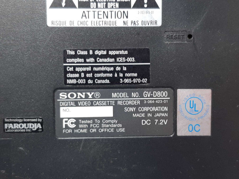SONY Digital Video Cassete Recorde GV-D800 NTSC DIGITAL8 Hi8 8MM VIDEO WALKMAN +