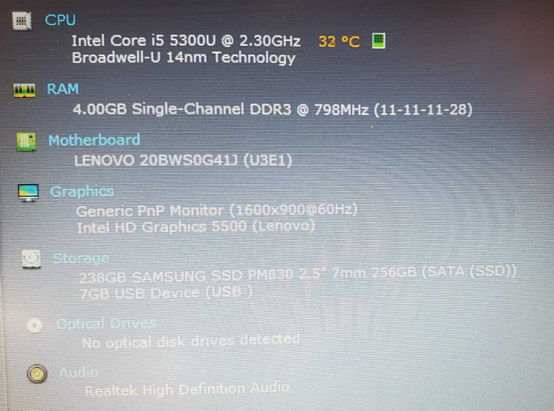 Lenovo ThinkPad T450s Core i5-5300U @ 2.3 GHz 4GB Ram 250GB SSD *READ* (