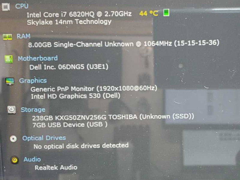 Dell Latitude E5470 Core i7-6820HQ @ 2.7 GHz 8GB Ram 250GB SSD (
