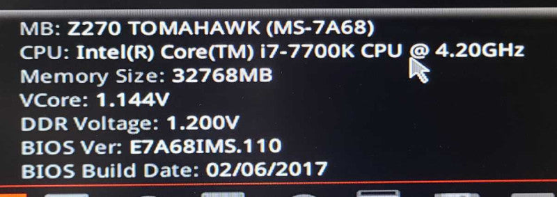 Custom PC- MSI Z270 TomaHawk (MS-7A68) i7-7700K 4.2GHz 32GB RAM NO OS NO HDD $