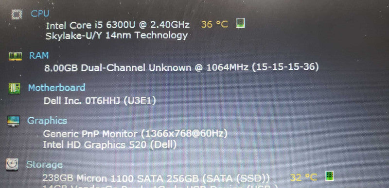 Dell Lattitude E7470 i5-6300U @ 2.40ghz / 8gb ram / 256gb sata SSD #