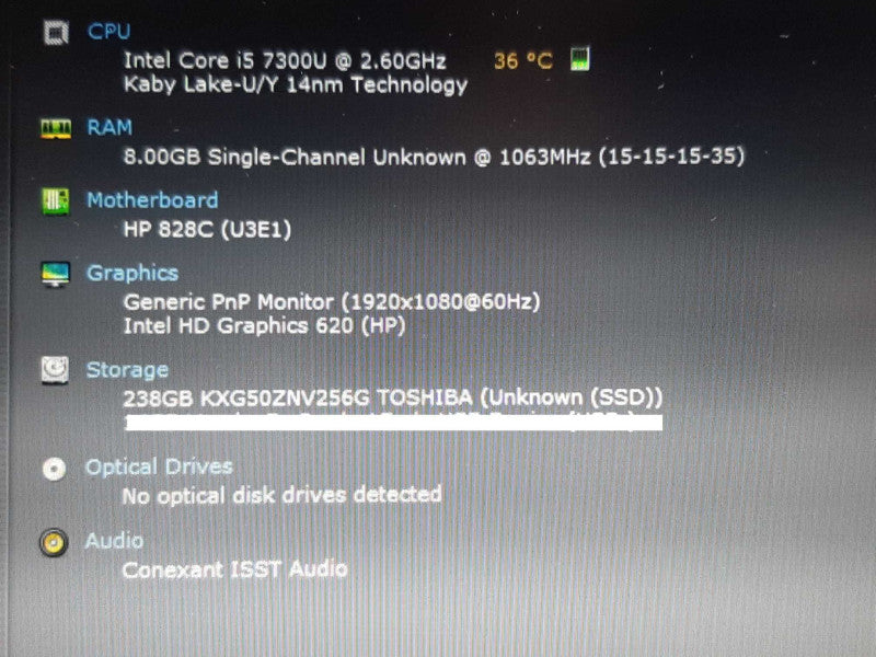 HP EliteBook 840 G4 i5-7300U @ 2.60GHz 8GB RAM 256GB SSD +