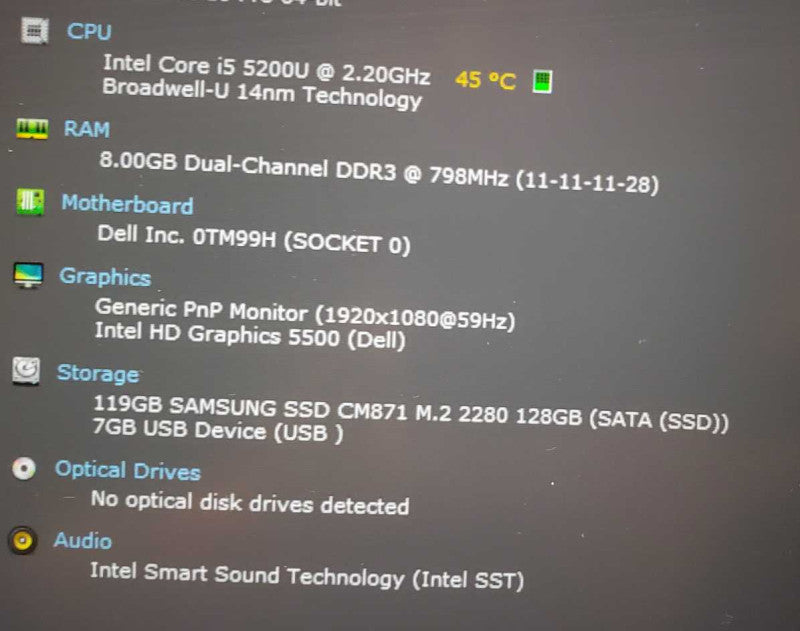 Dell XPS P54G Core i5-5200U @ 2.2 GHz 8GB Ram 120GB SSD (