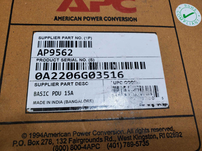 New APC AP9562 10-Outlet 120V 15A 1U Rack Power  )