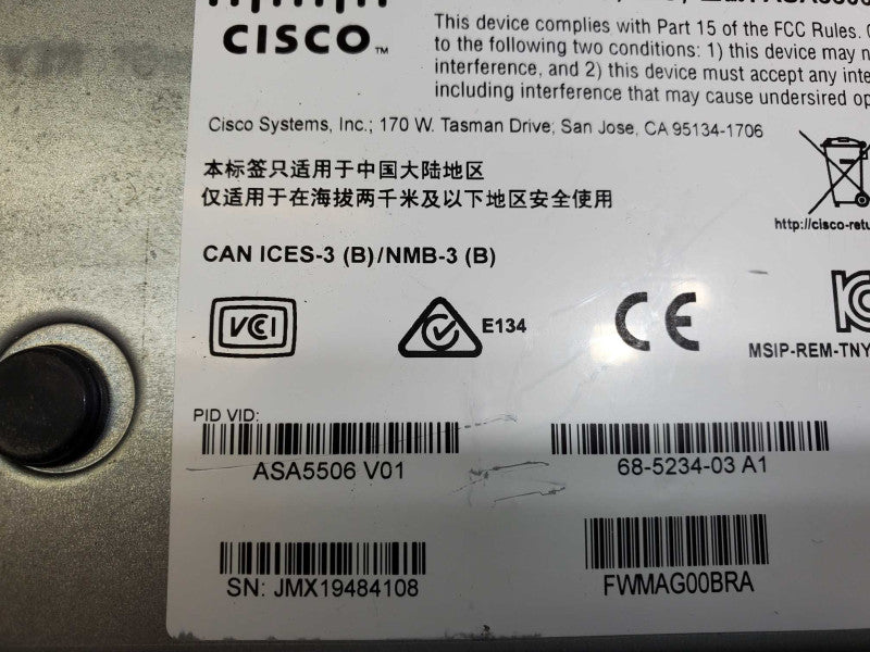 Cisco ASA 5506-X With FirePOWER Services Firewall )