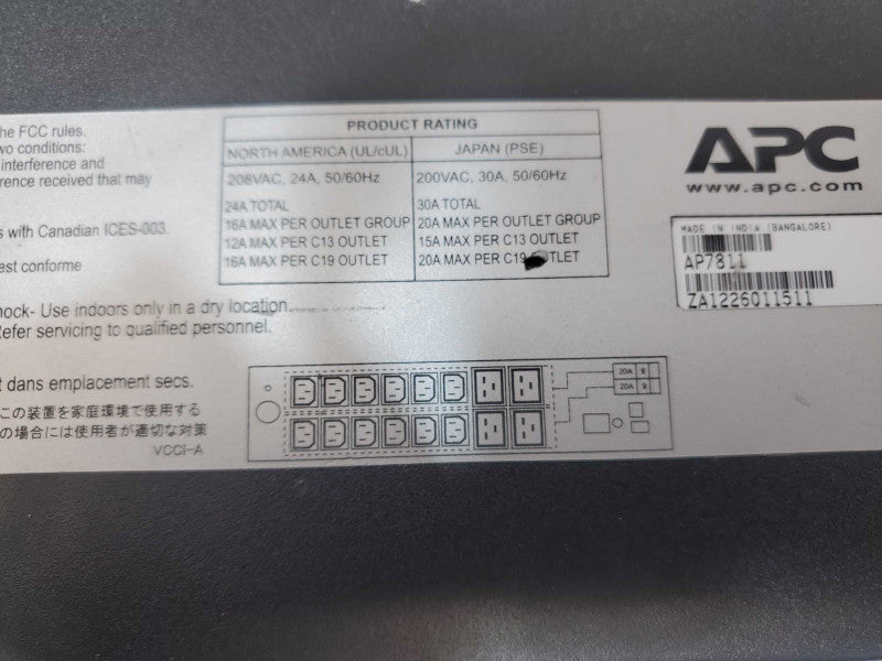 APC Metered Rack PDU, Metered, 2U, 24A, 208V, (12) C13s and (4) C19 _