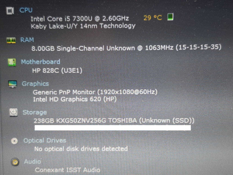 HP EliteBook 840 G4 i5-7300U @ 2.60GHz 8GB RAM 256GB SSD +