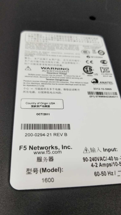 F5 Big-IP 1600 Local Traffic Manager and Load Balancing Device ~