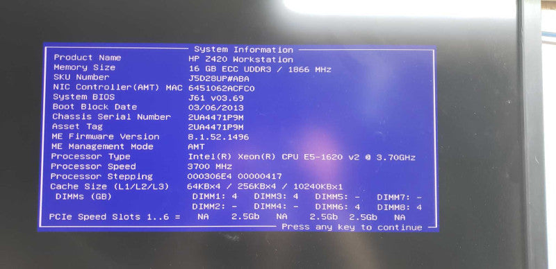 HP Z420 Workstation Xeon E5-1620 V2 @ 3.70ghz / 16gb ram / FirePro V7800 #