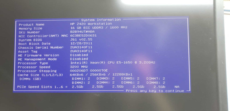 HP Z420 Xeon E5-1650 @ 3.20ghz / 16gb ram / FirePro V7800 GPU #