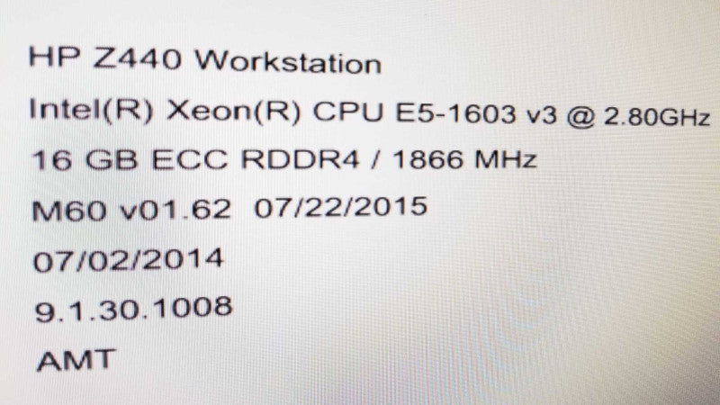 HP Z440 Workstation, Xeon E5-1603v3 2.8GHz/16GB DDR4, Quadro K420, NO HDDs ~