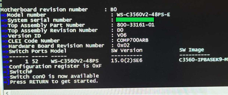 Cisco Catalyst 3560V2 Series WS-C3560V2-48PS-E PoE+ 48 Port Gigabit Ethernet 4x SFP Switch $
