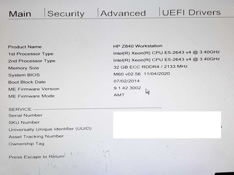 HP Z840 Workstation 2x Xeon E5-2643 v4 @ 3.40GHz 32GB RAM - NO HDD/GPU +