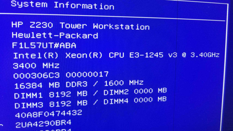 HP Z230 WorkStation, Xeon E3-1245v3 3.4GHz/16GB DDR3, Quadro 600, NO HDDs ~