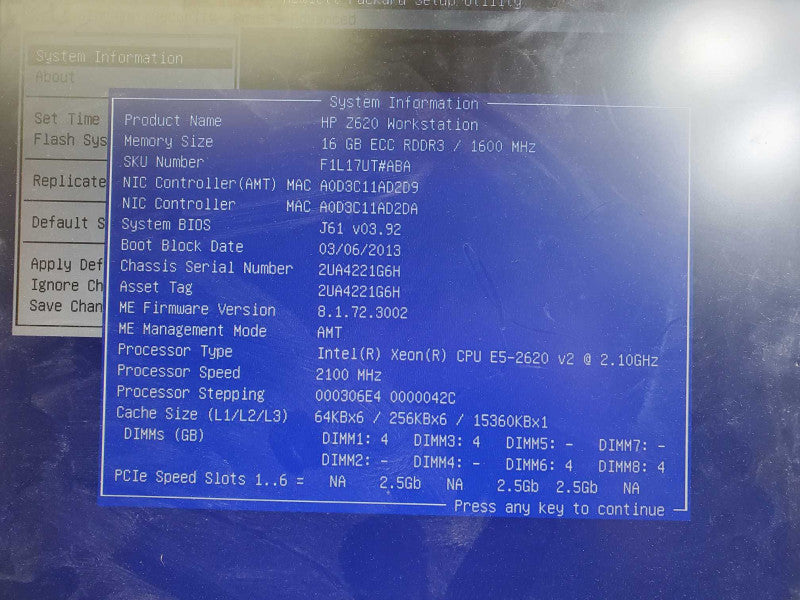 HP Z620 Workstation Xeon E5-2620 @ 2.1GHz 16G DDR3 1TB HDD )