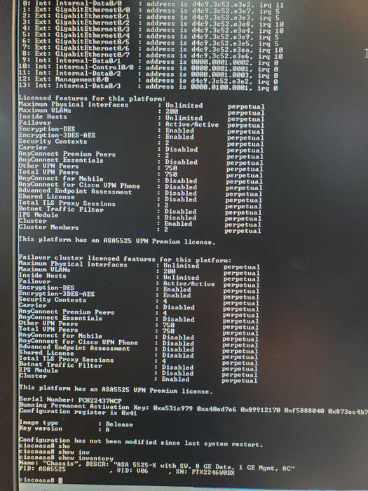 Cisco ASA-5525-X Adaptive Security Appliance VPN PREMIUM LICENSE, No HDD _