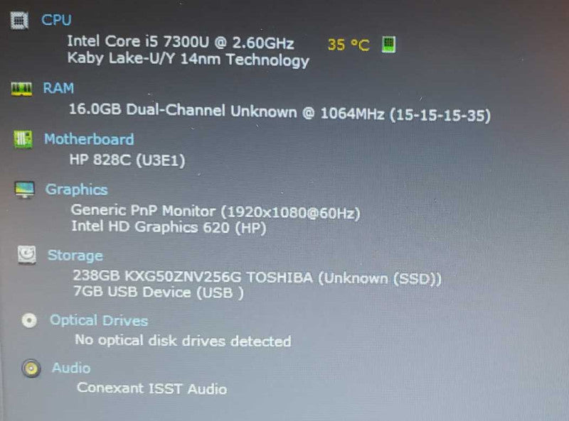 HP EliteBook 840 G4 Core i5-7300U @ 2.6 GHz 16GB DDR4 250GB SSD (