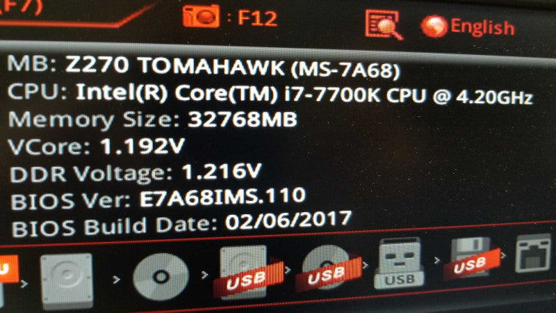 MSI Z270 TOMAHAWK Gaming Motherboard LGA1151, i7-7700K 4.2GHz/32GB DDR4 ~