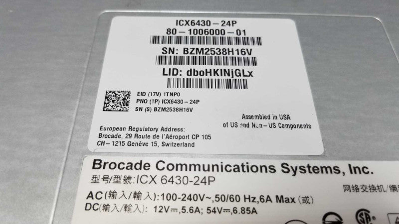 Brocade ICX 6430-24P 24-Port Gigabit Switch PoE+ ~